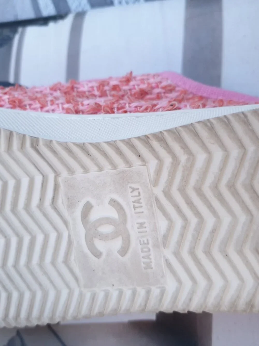 Chanel Tweed Pink Sneaker Fashion Women Girls Casual Everyday Shoes Size 6.5